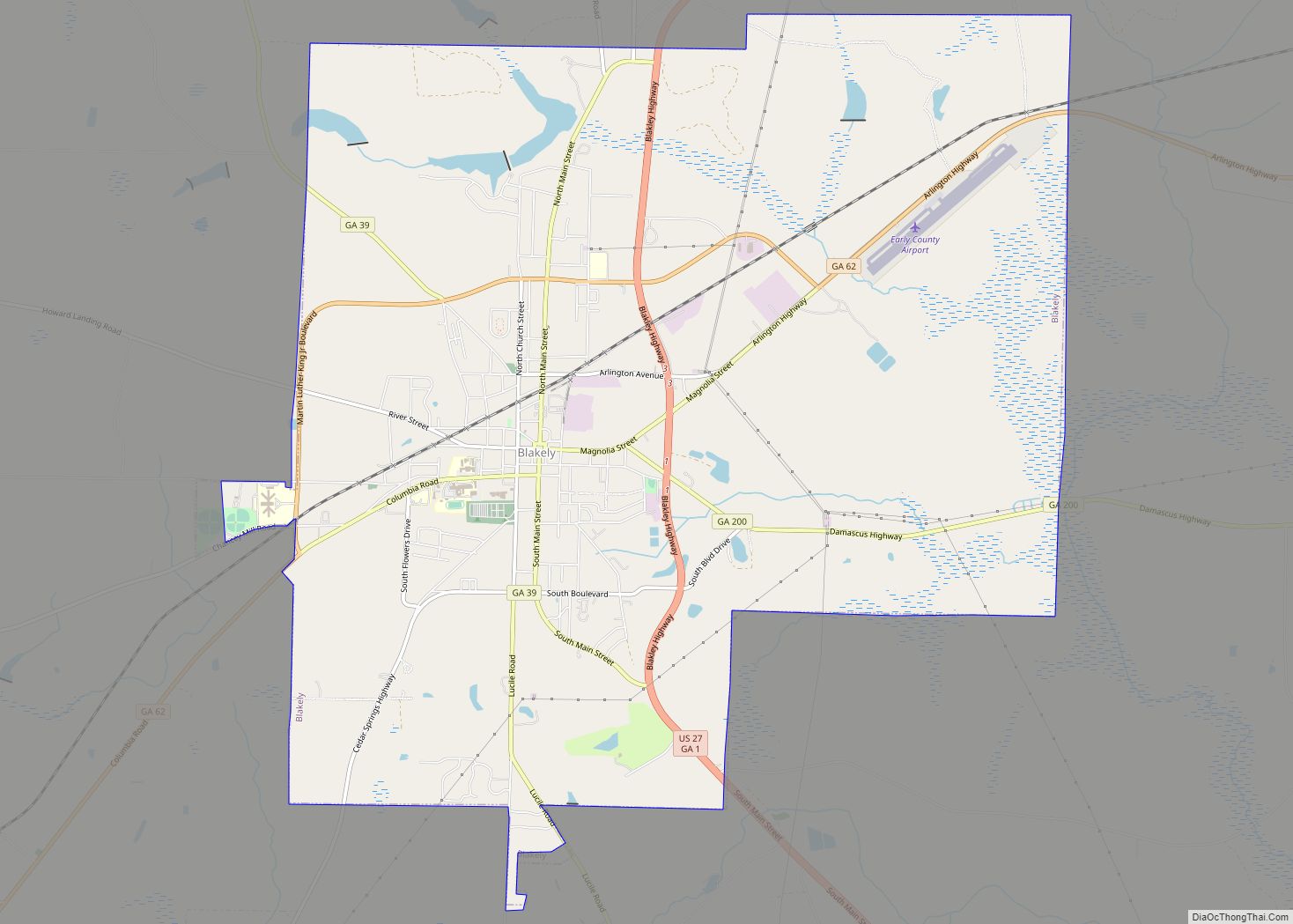 Map of Blakely city, Georgia - Thong Thai Real