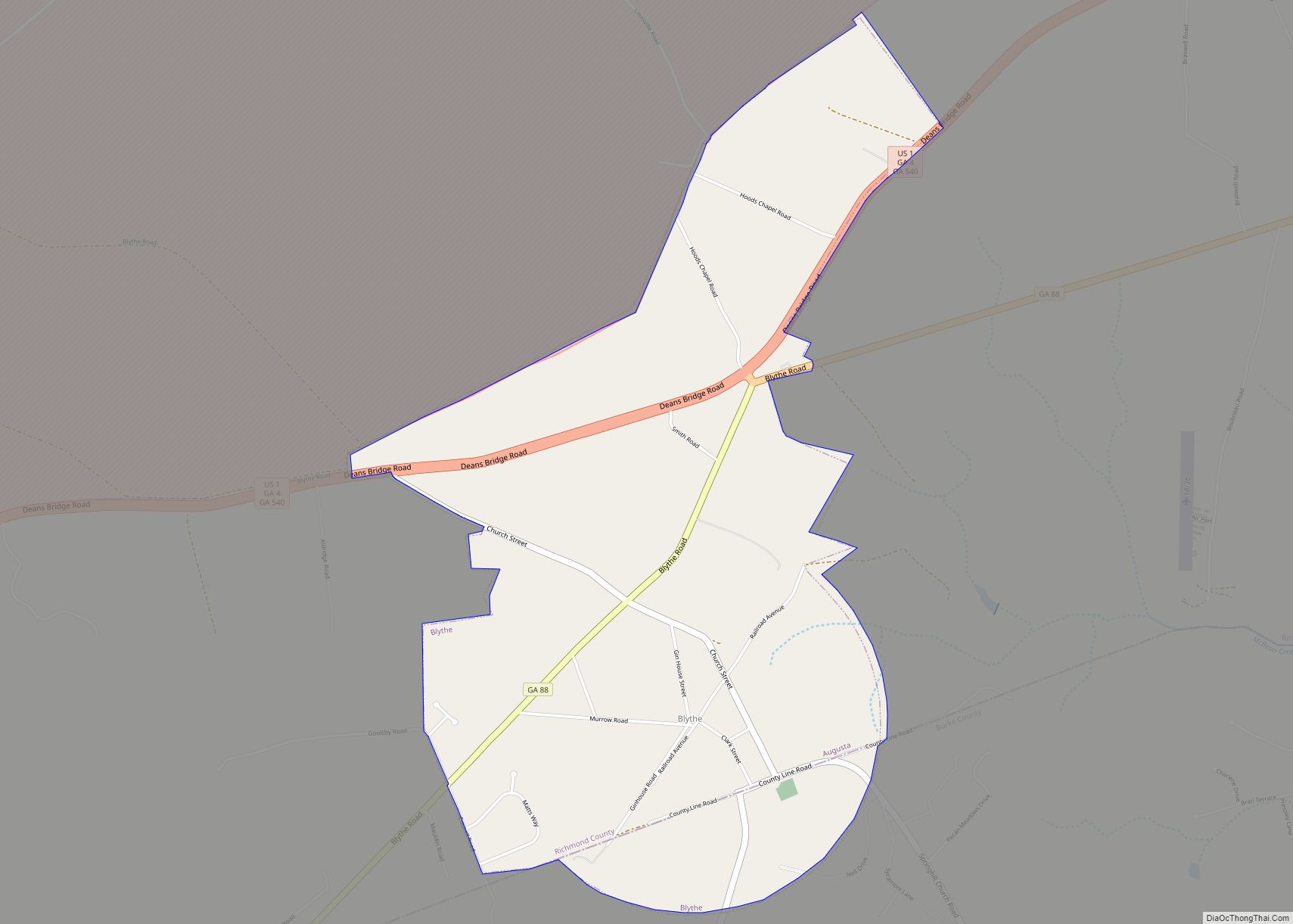 Map of Blythe city, Georgia