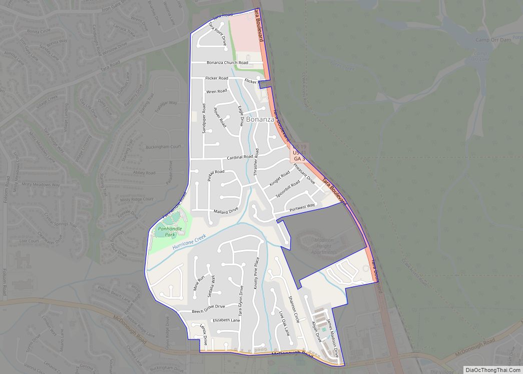 Map of Bonanza CDP, Georgia