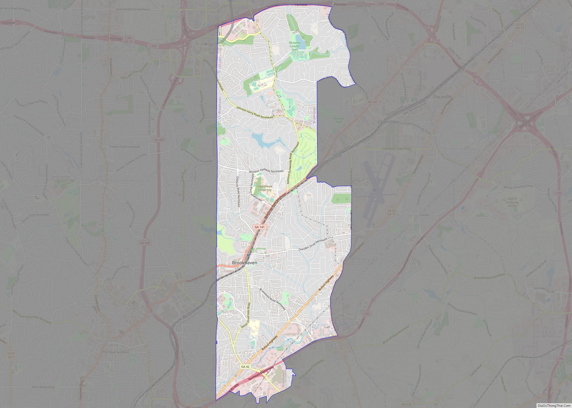 Map of Brookhaven city, Georgia