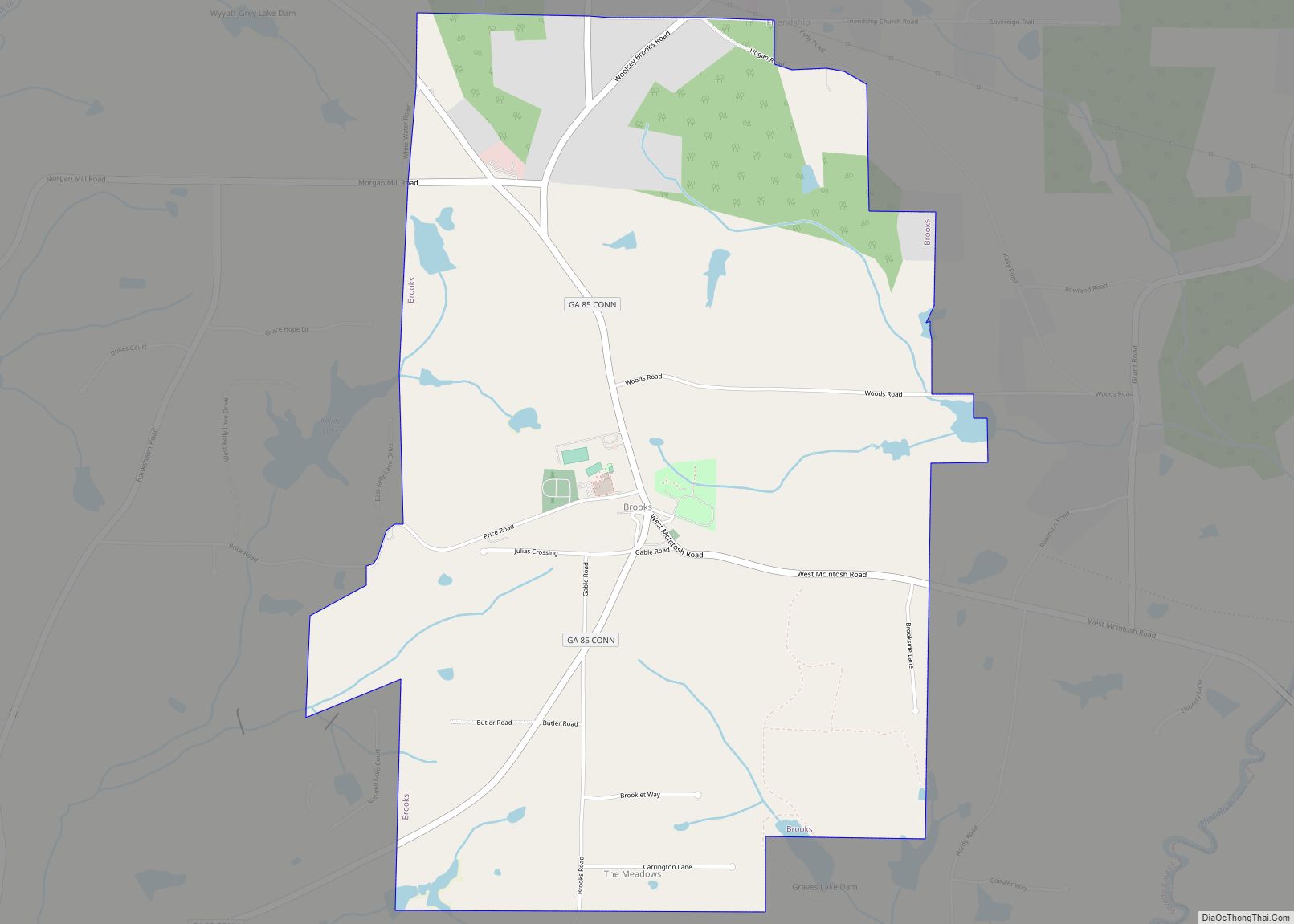 Map of Brooks town, Georgia