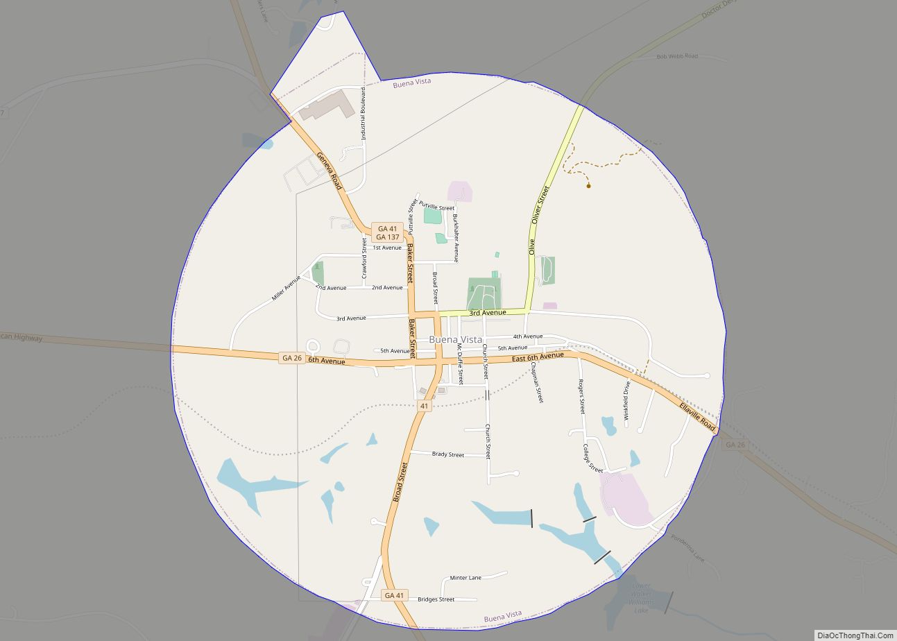 Map of Buena Vista city, Georgia