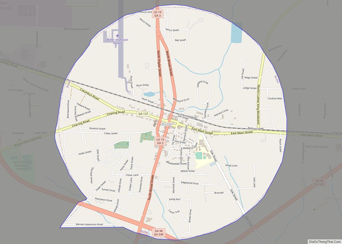 Map of Butler city, Georgia