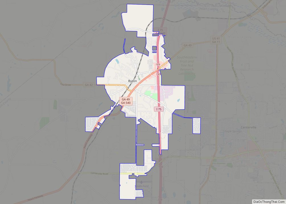 Map of Byron city, Georgia