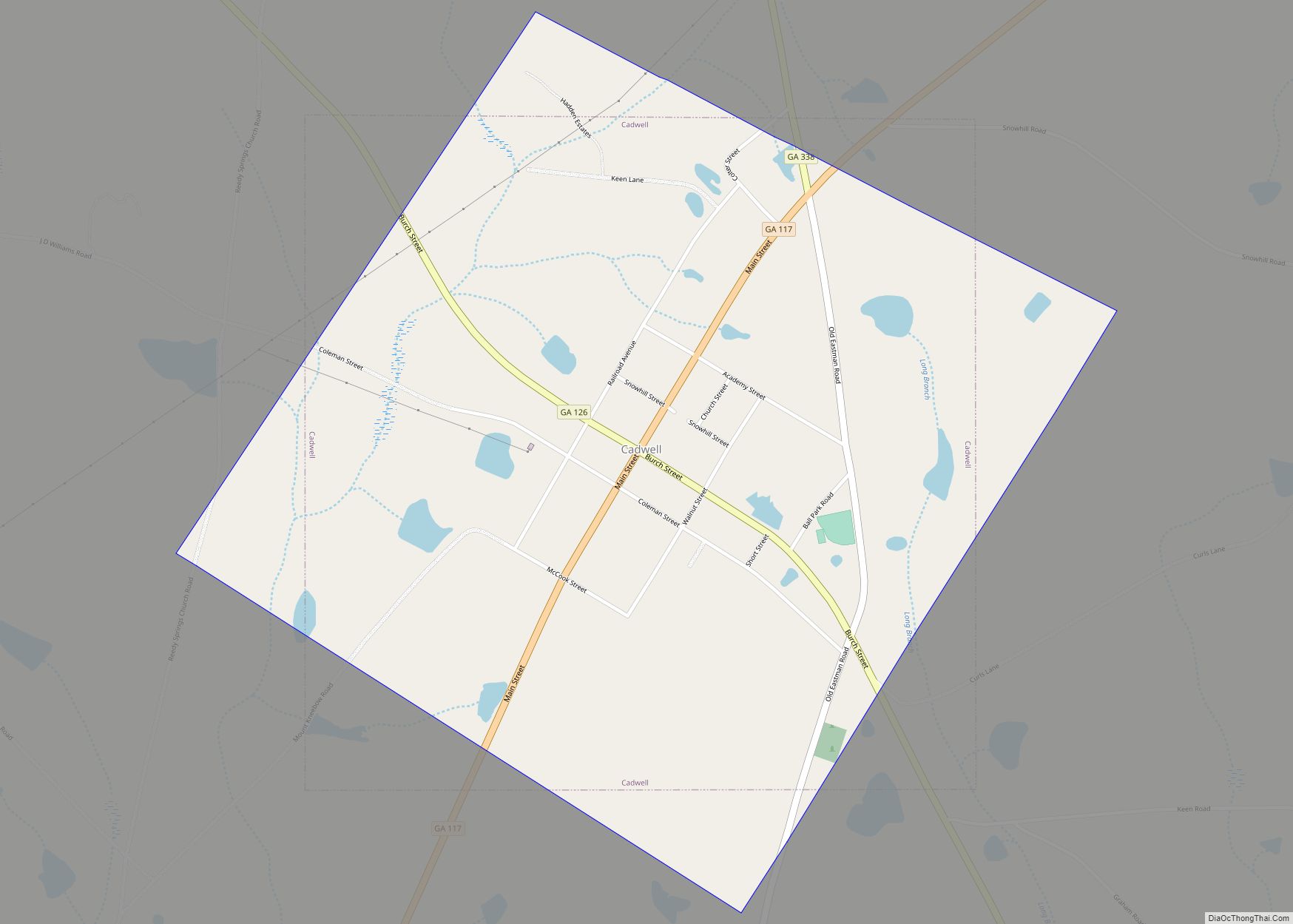 Map of Cadwell town