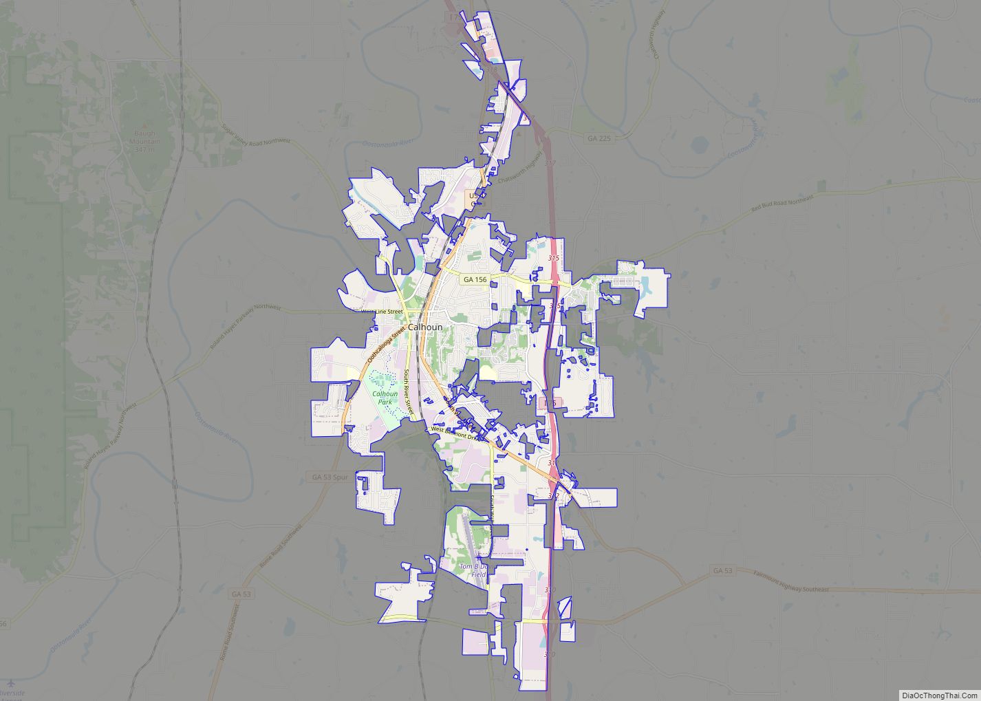 Map of Calhoun city, Georgia