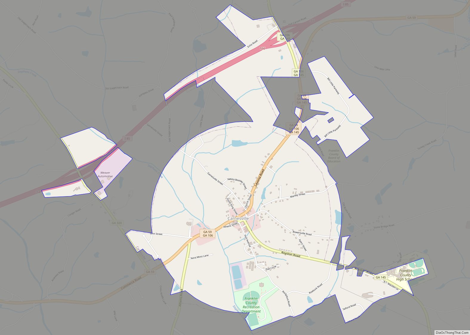 Map of Carnesville city