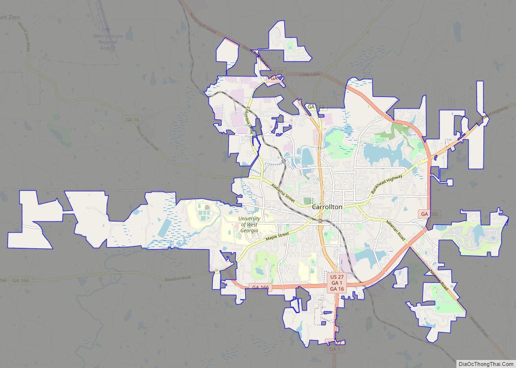 Map of Carrollton city, Georgia