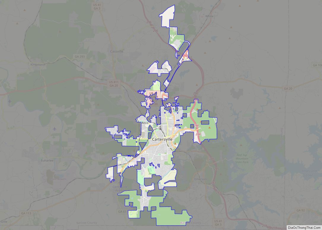 Map of Cartersville city