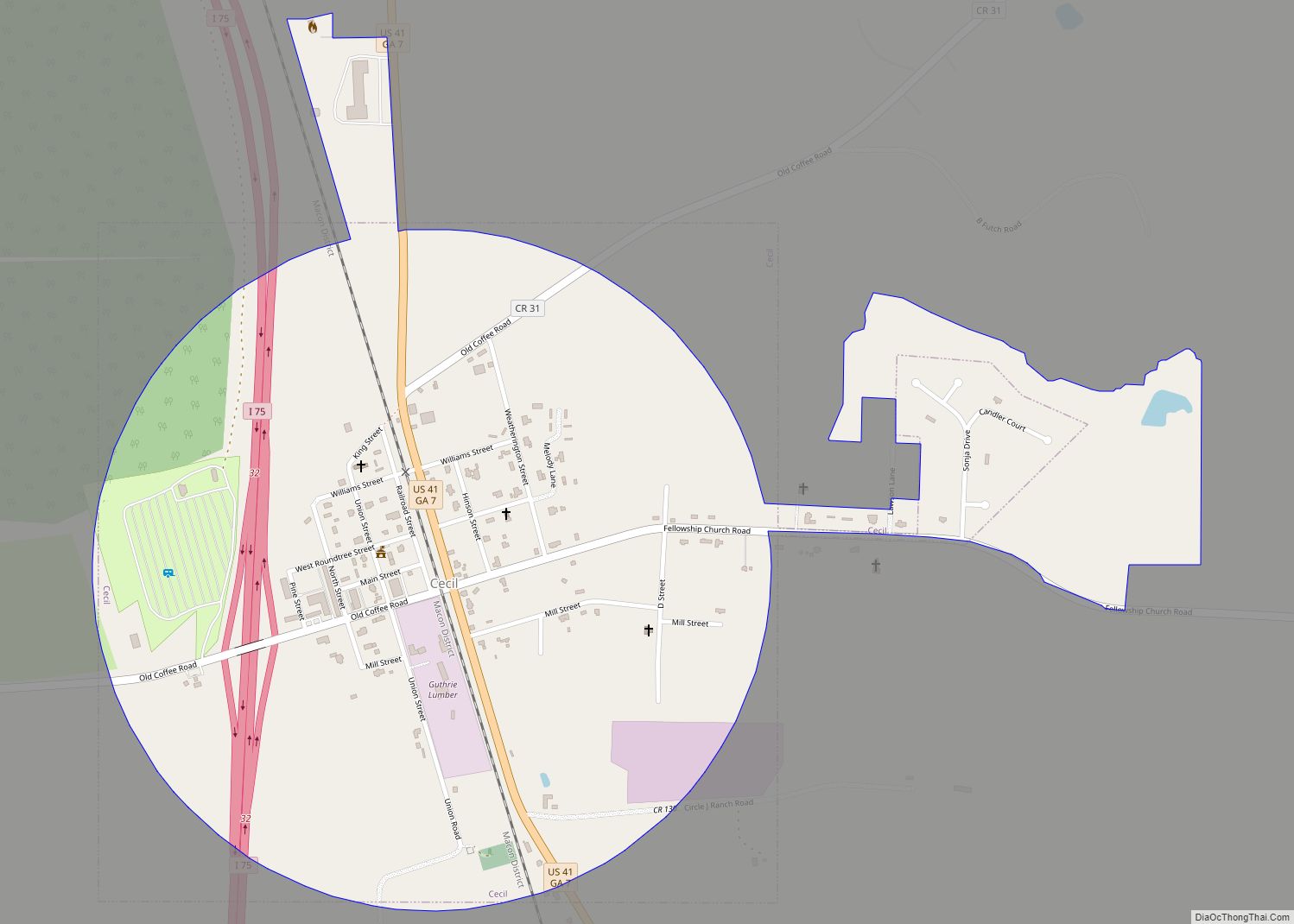 Map of Cecil city, Georgia