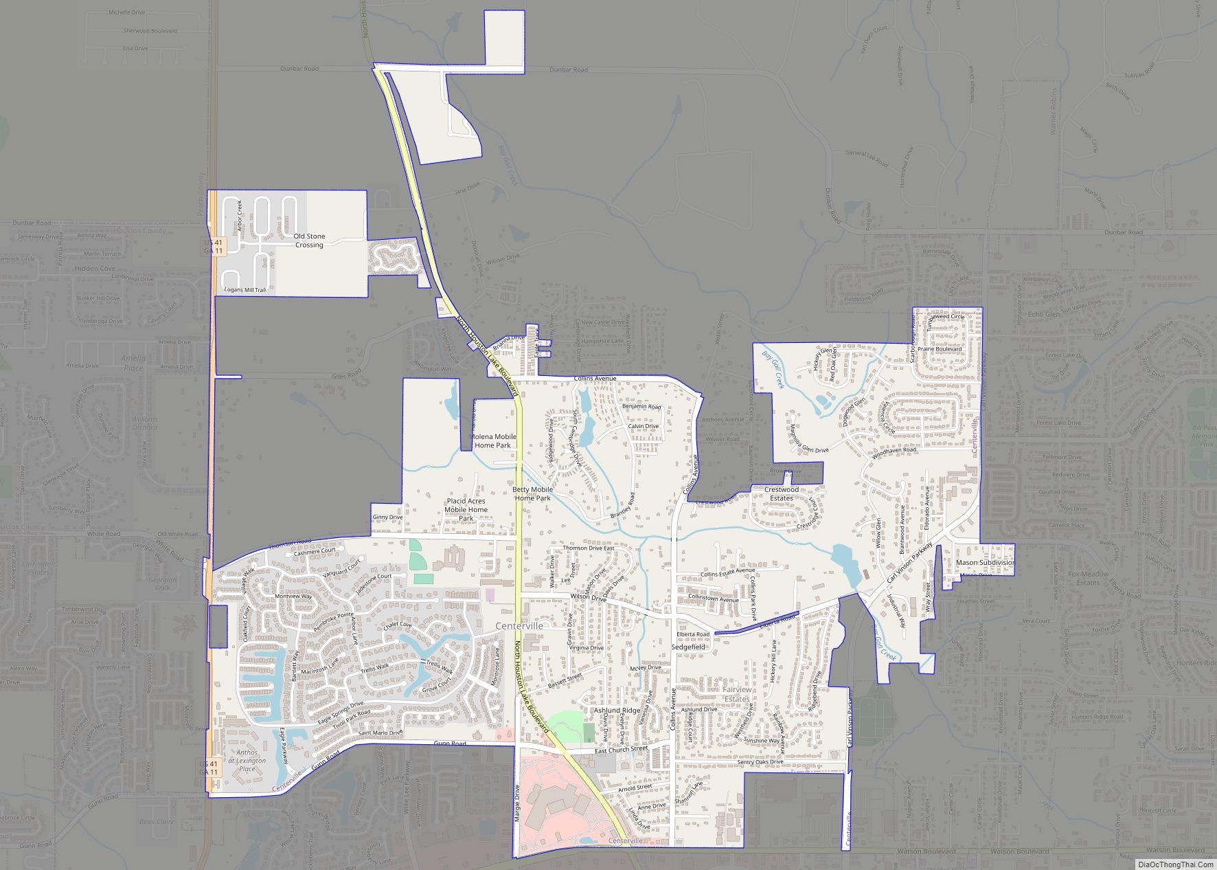 Map of Centerville city, Georgia