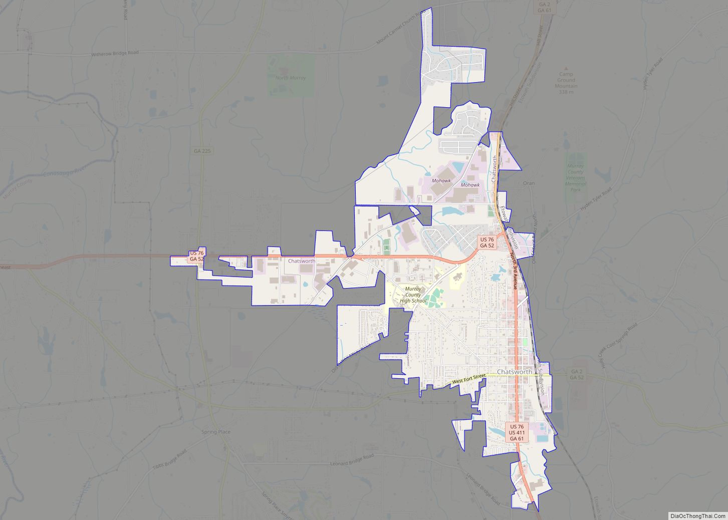 Map of Chatsworth city, Georgia