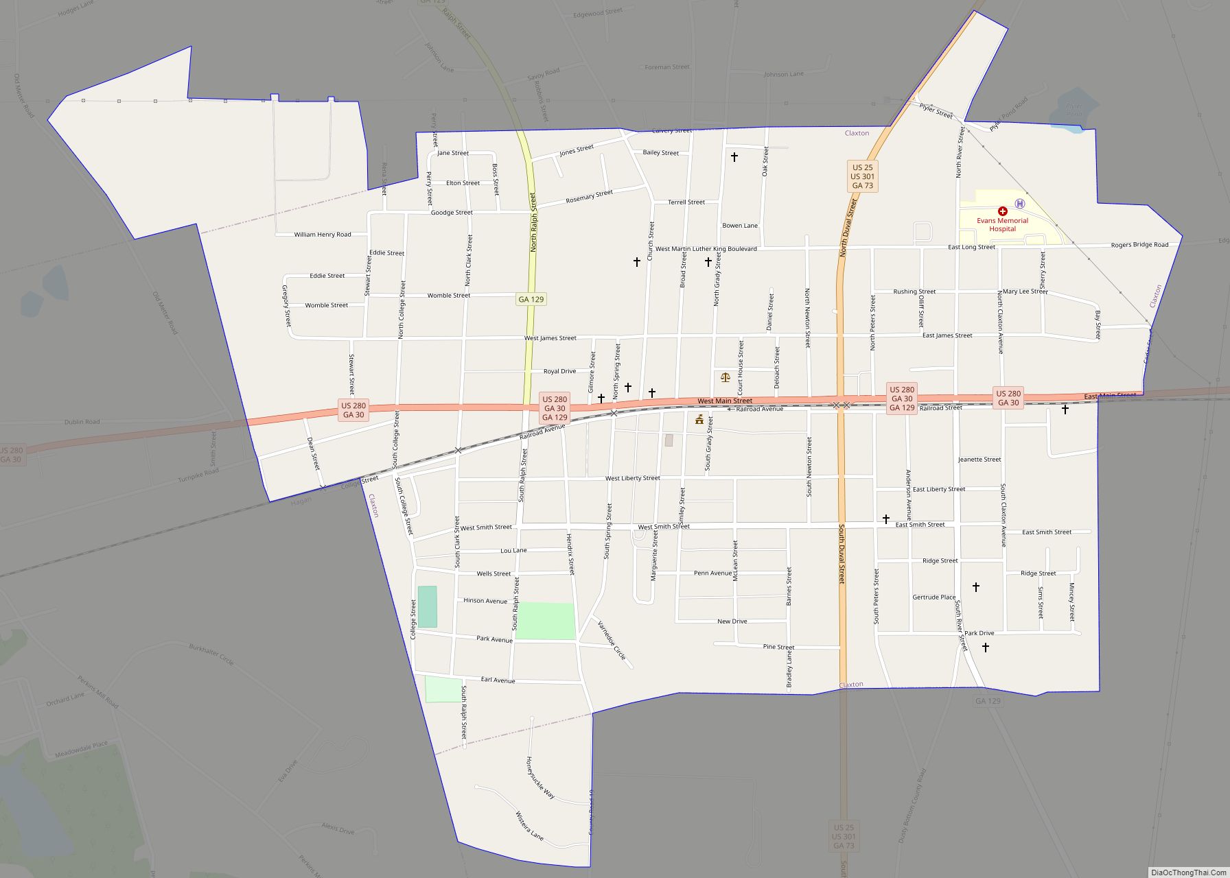 Map of Claxton city