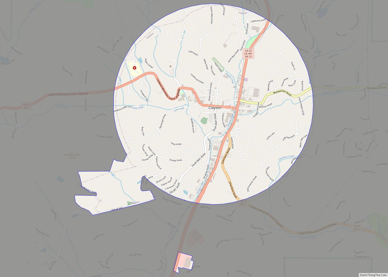 Map of Clayton city, Georgia