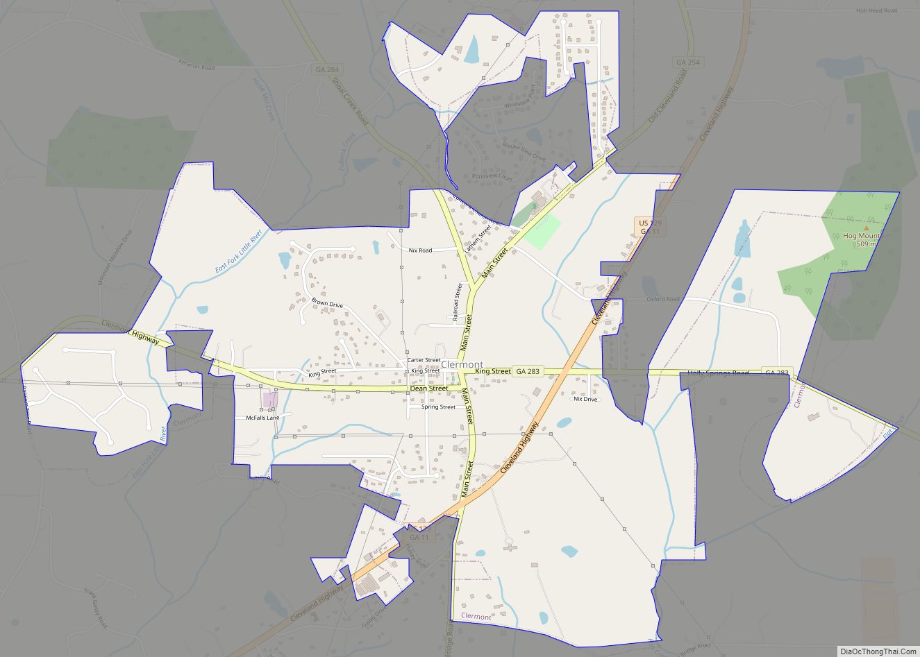 Map of Clermont town, Georgia