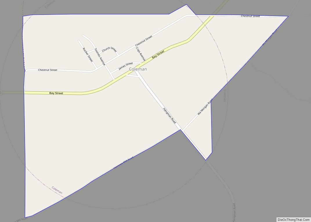 Map of Coleman CDP, Georgia