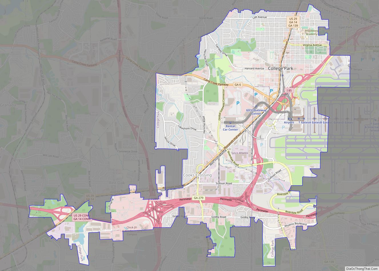 Map of College Park city, Georgia