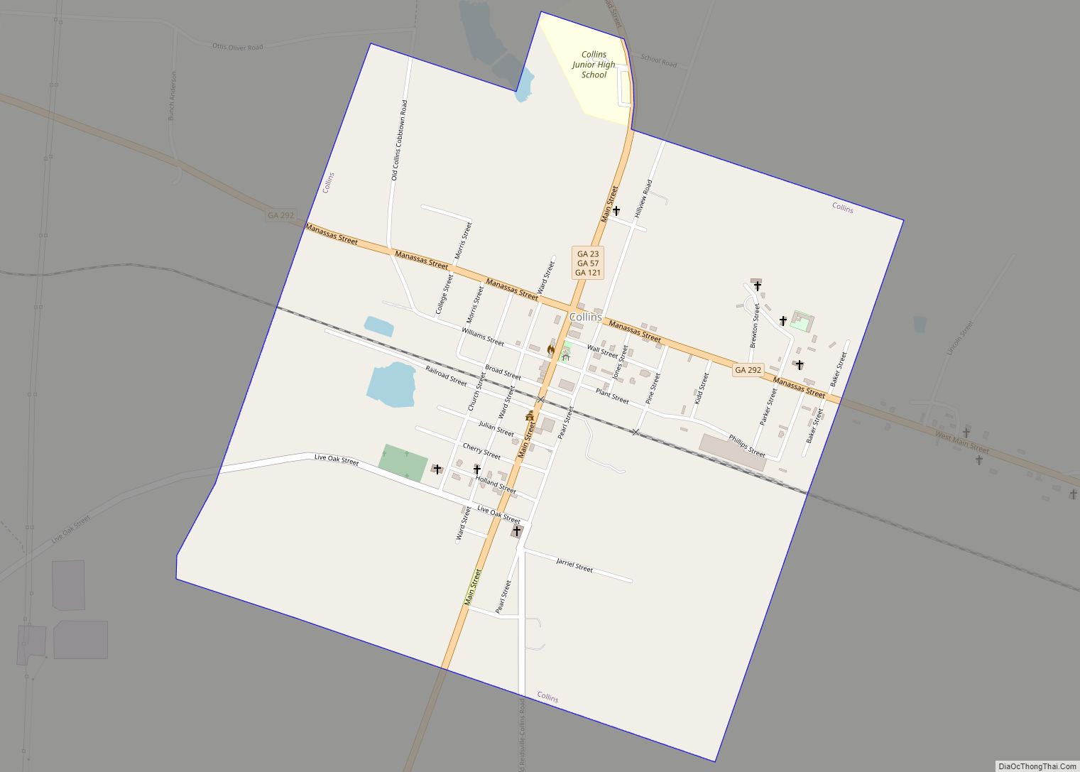 Map of Collins city, Georgia