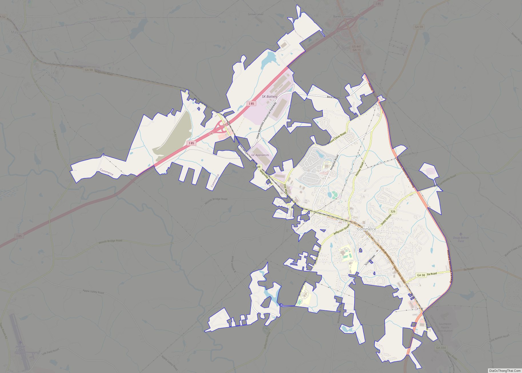 Map of Commerce city, Georgia