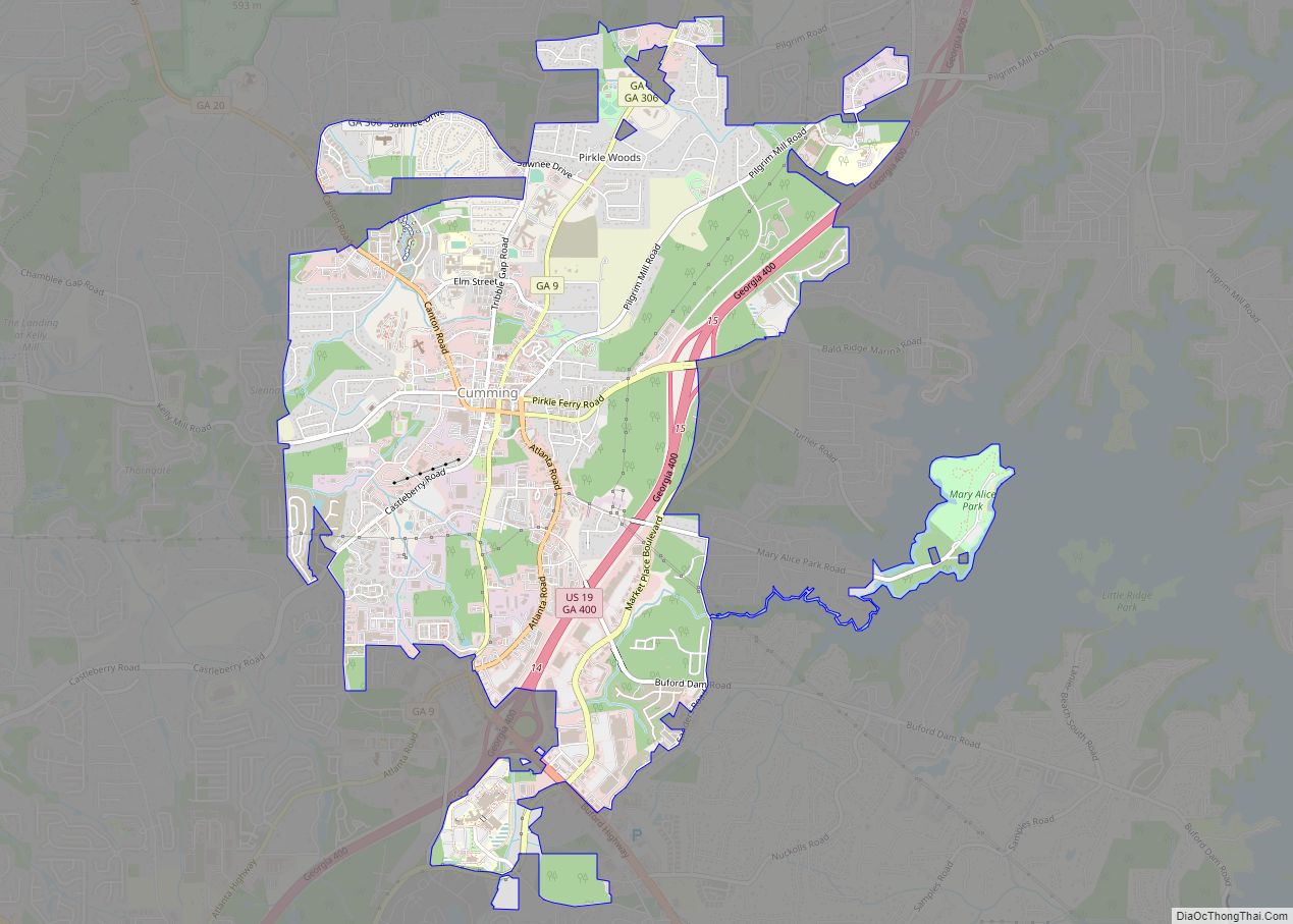 Map of Cumming city, Georgia