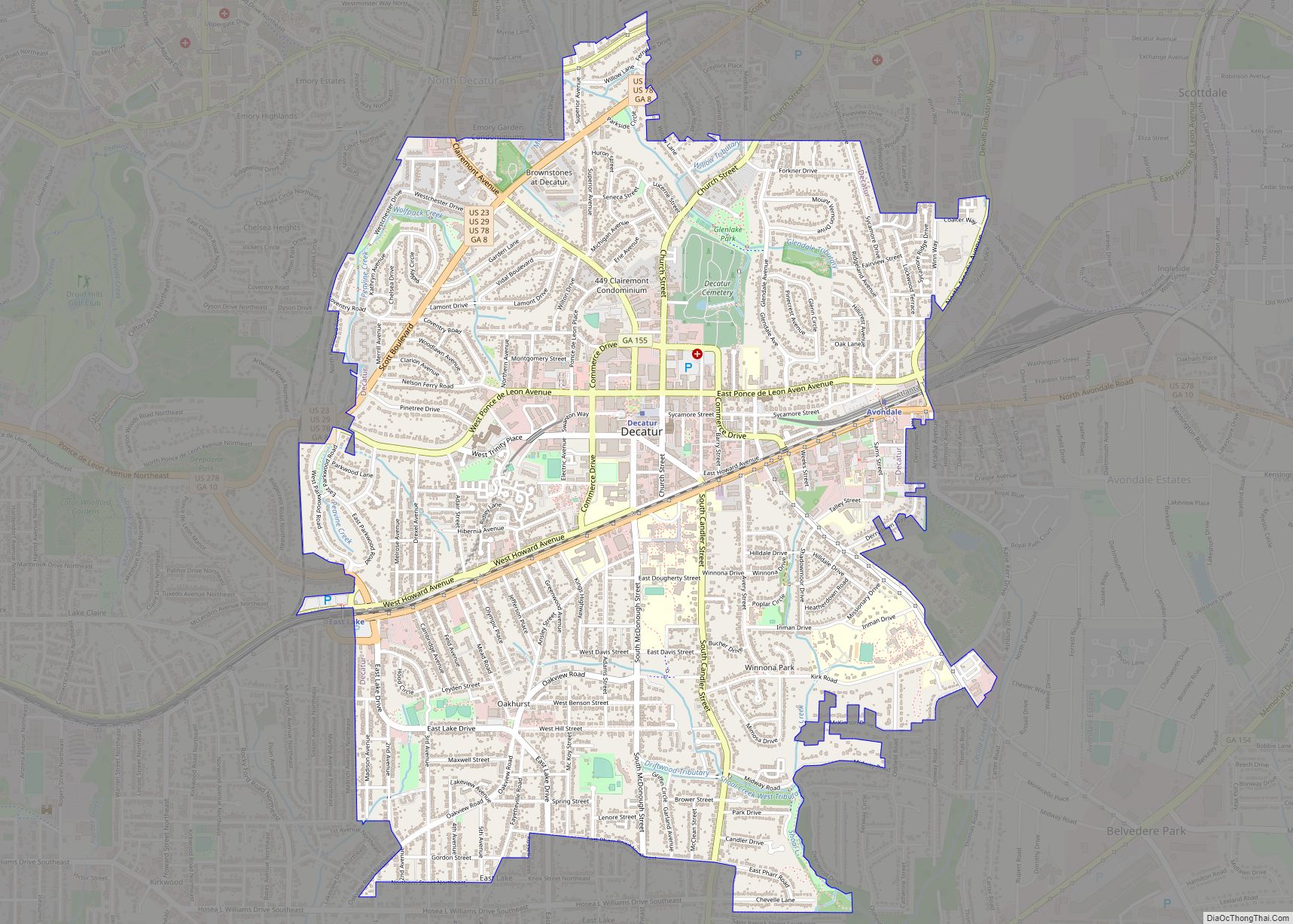 Map of Decatur city, Georgia