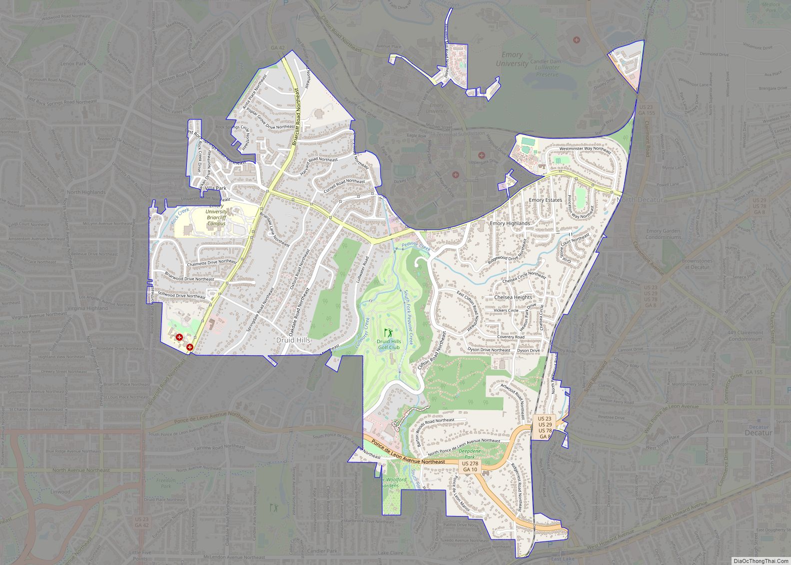 Map of Druid Hills CDP, Georgia