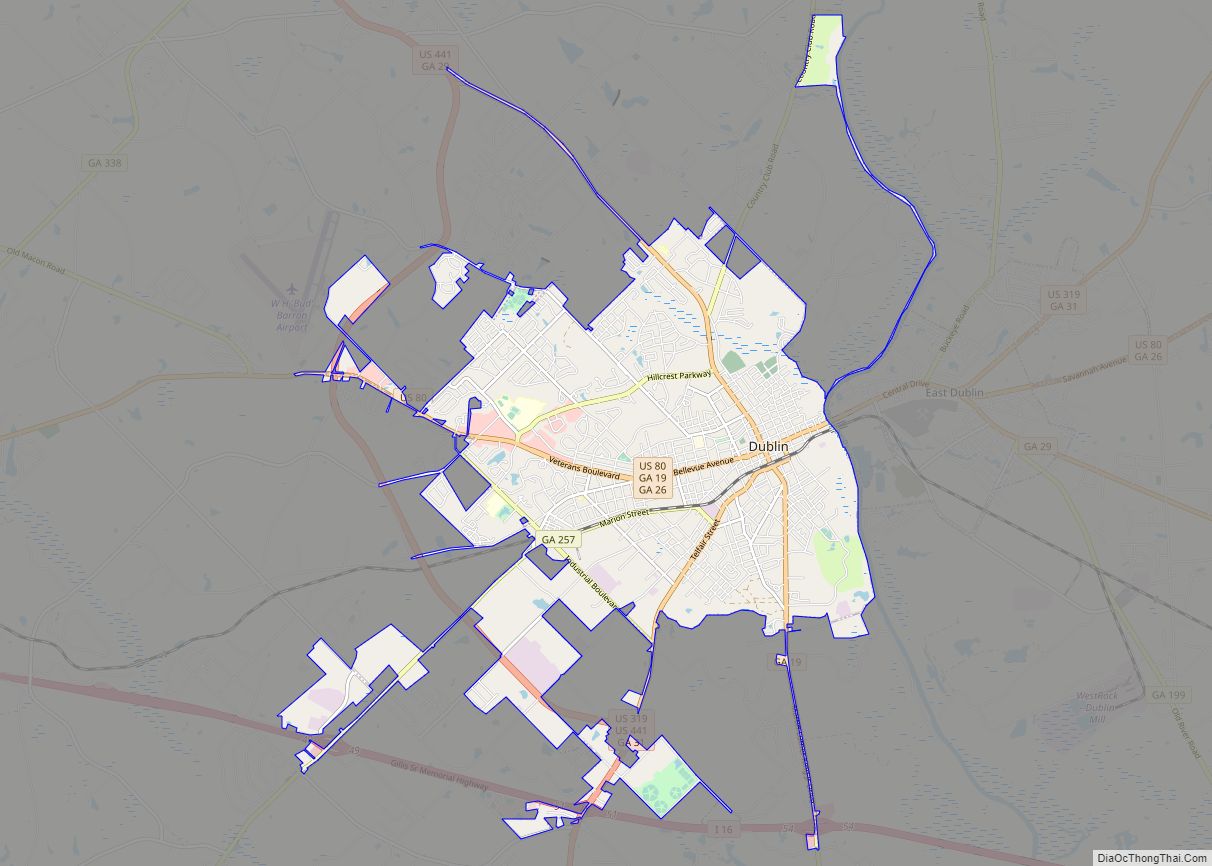 Map of Dublin city, Georgia