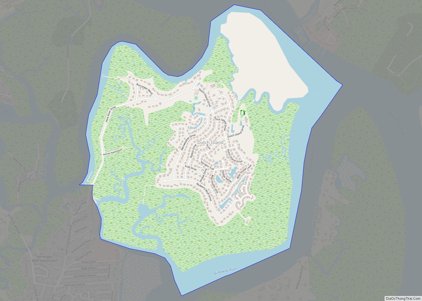 Map of Dutch Island CDP