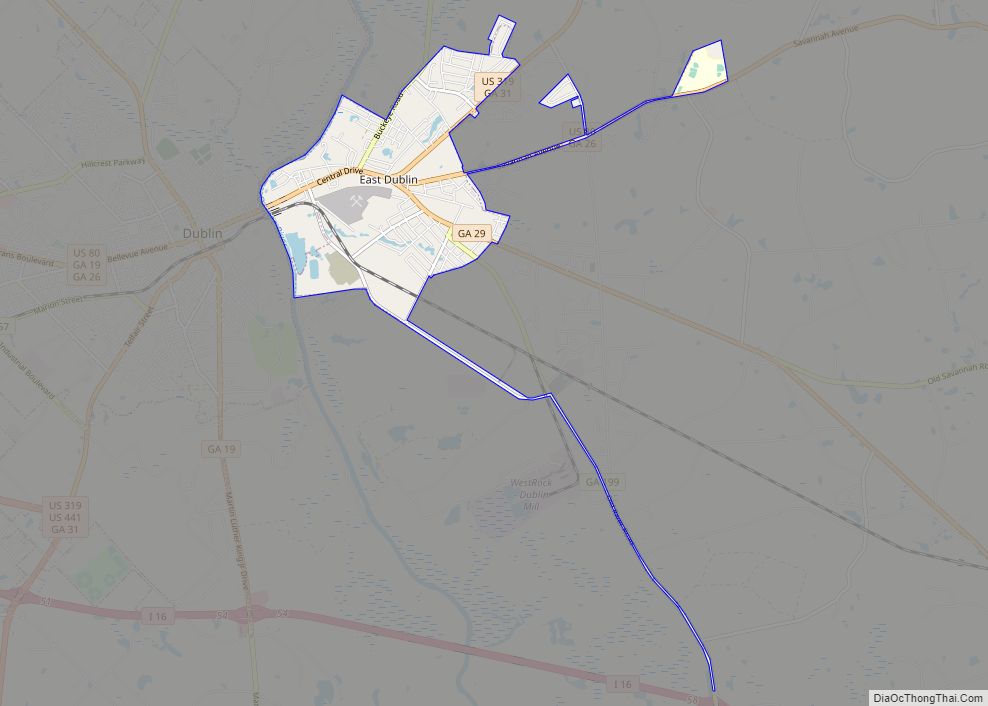 Map of East Dublin city