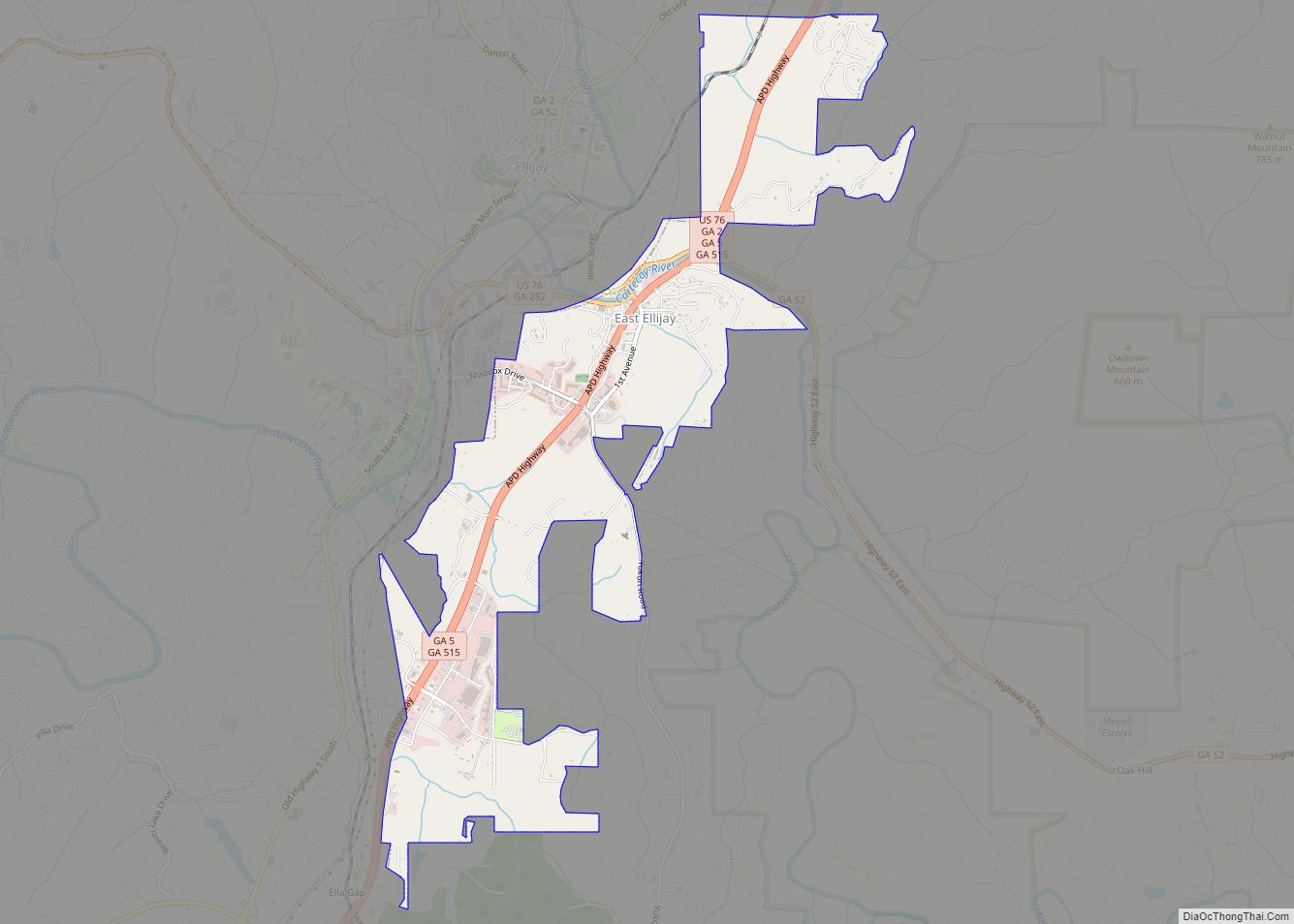 Map of East Ellijay city