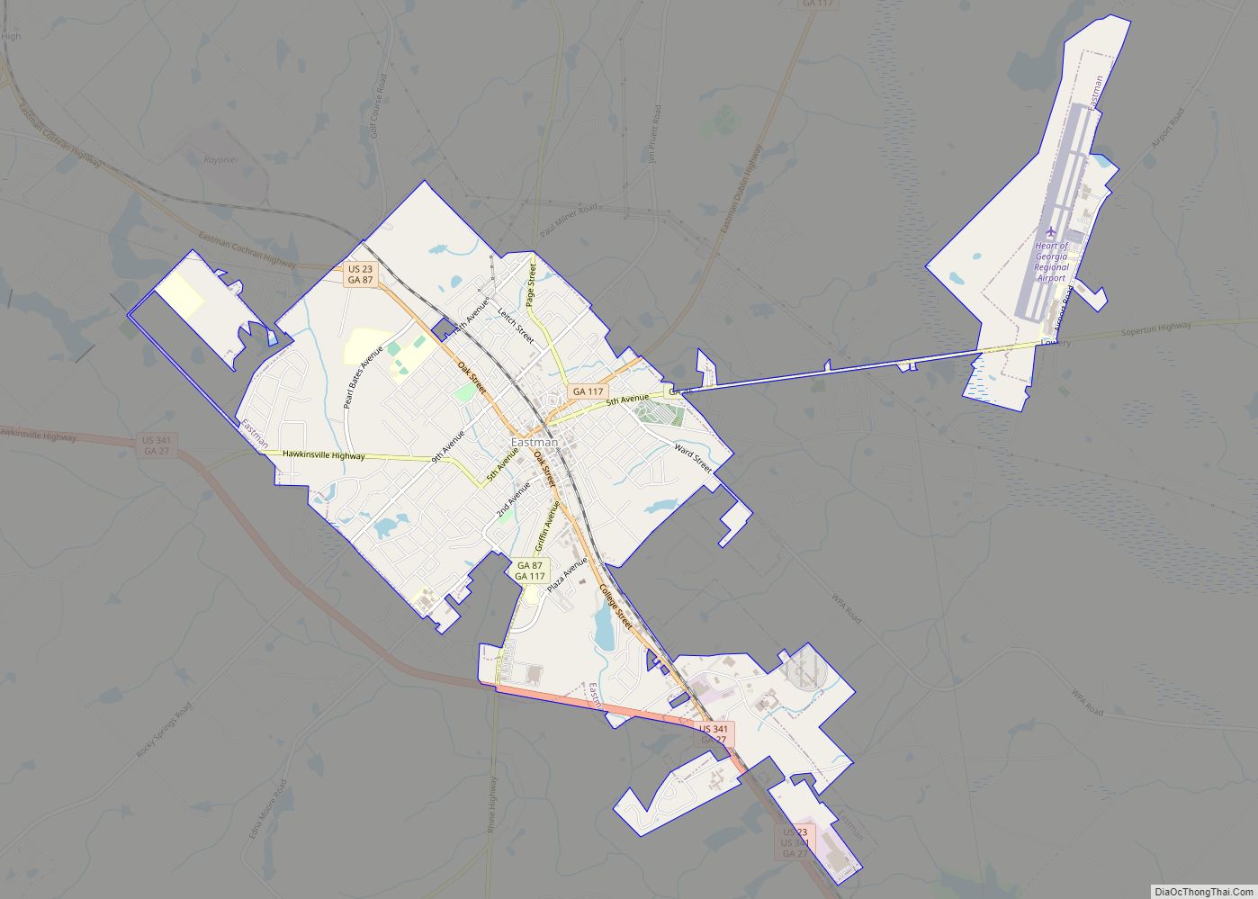 Map of Eastman city, Georgia