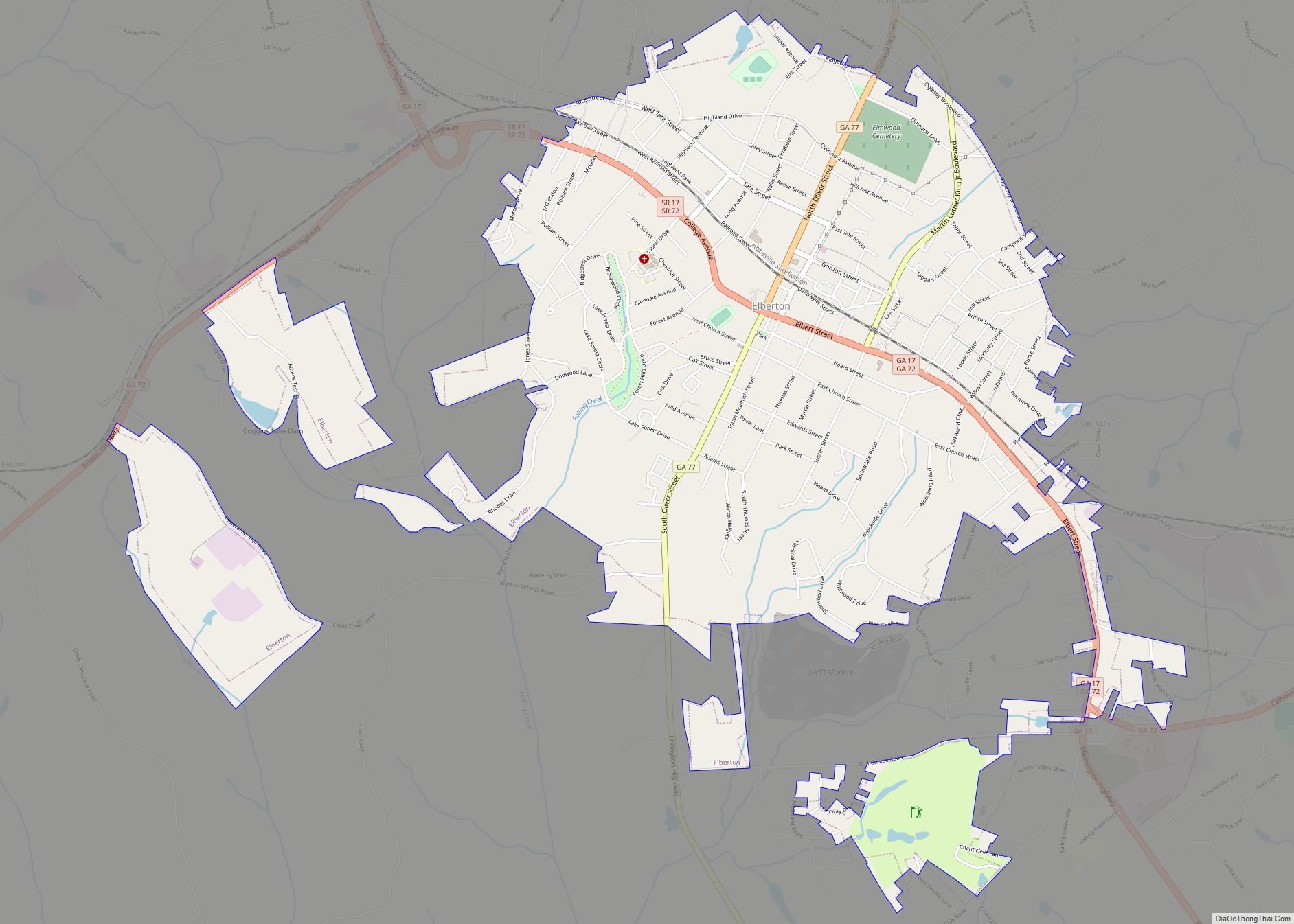 Map of Elberton city