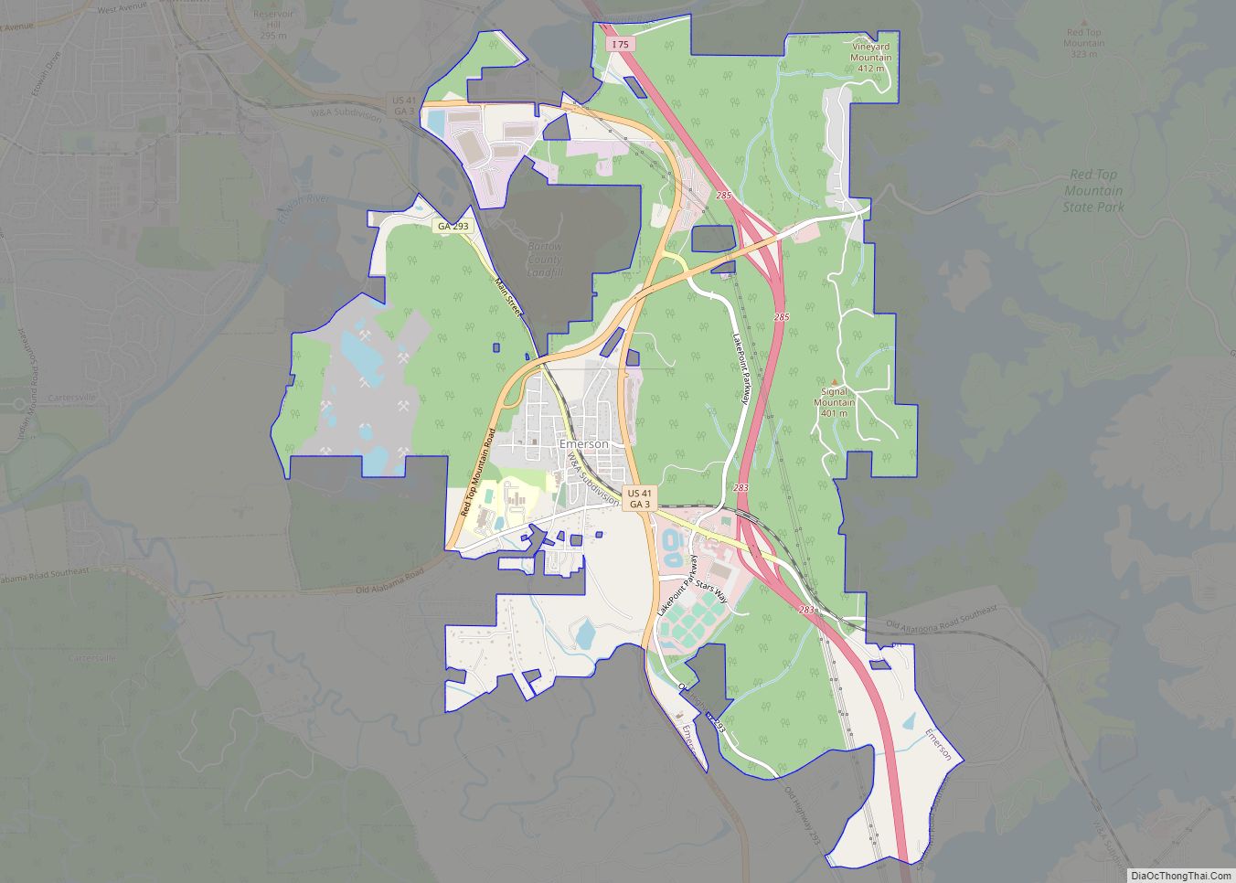 Map of Emerson city, Georgia