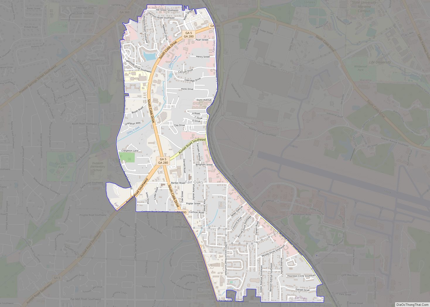 Map of Fair Oaks CDP, Georgia