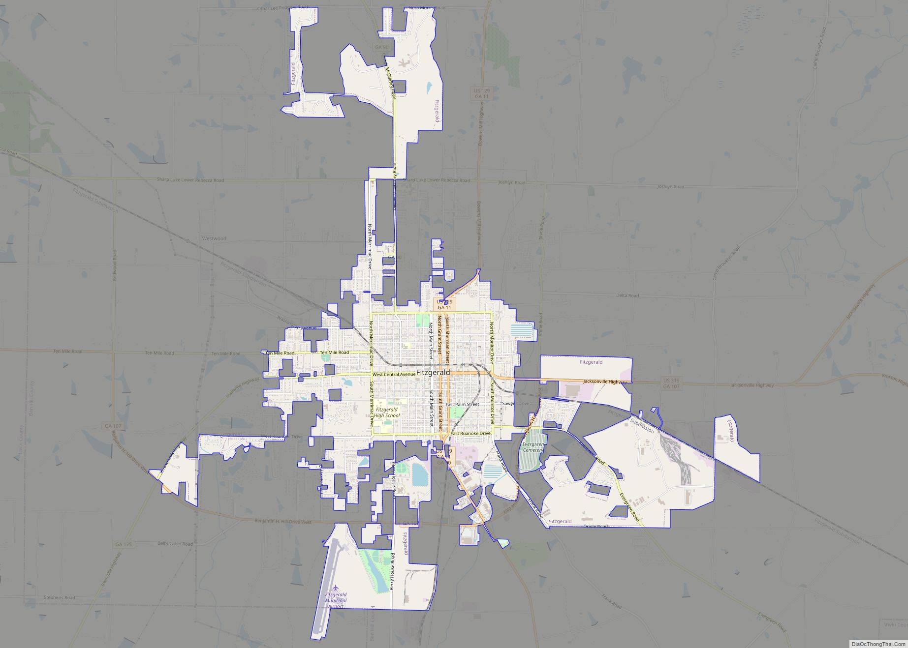 Map of Fitzgerald city