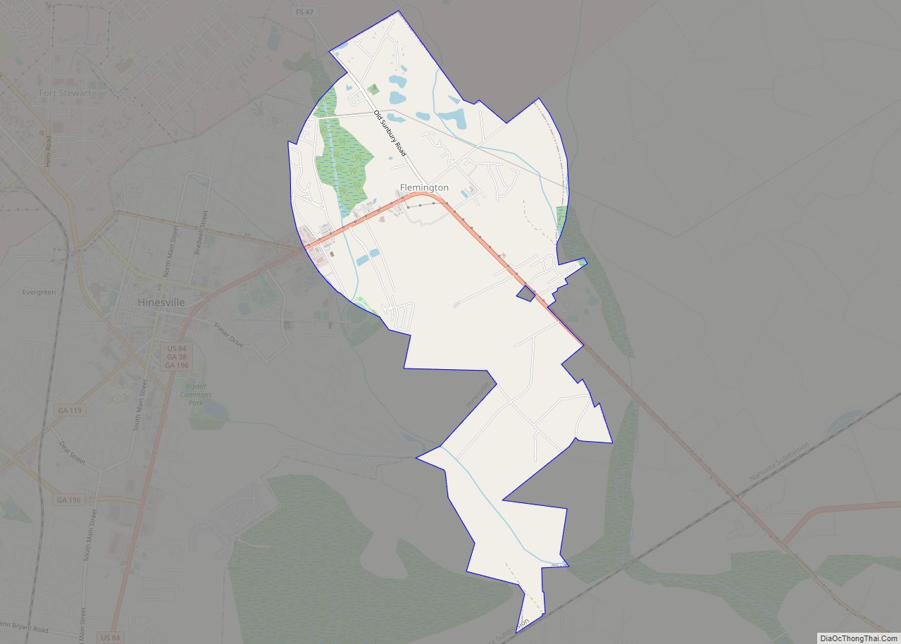 Map of Flemington city, Georgia