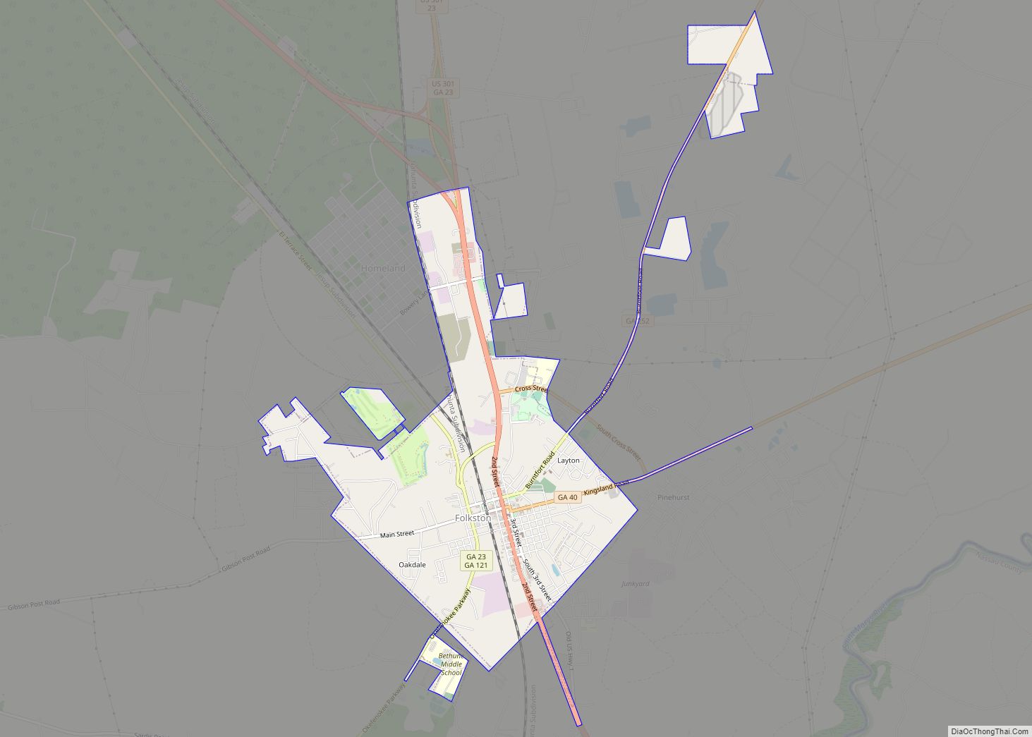 Map of Folkston city