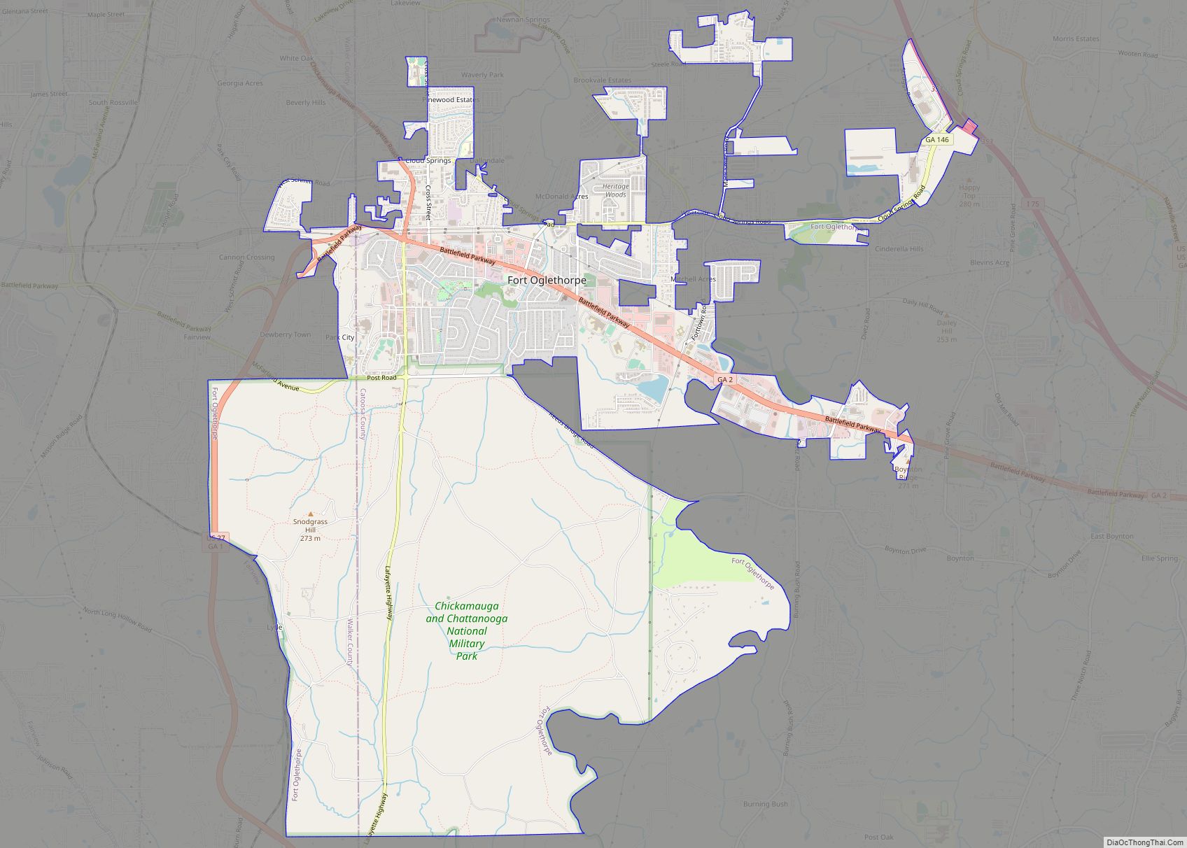 Map of Fort Oglethorpe city