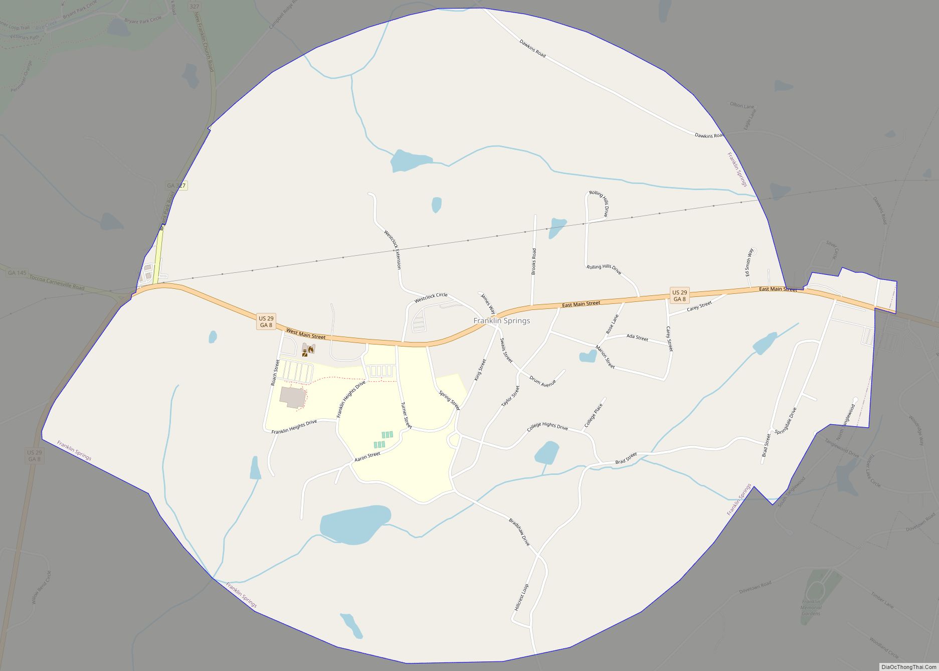 Map of Franklin Springs city