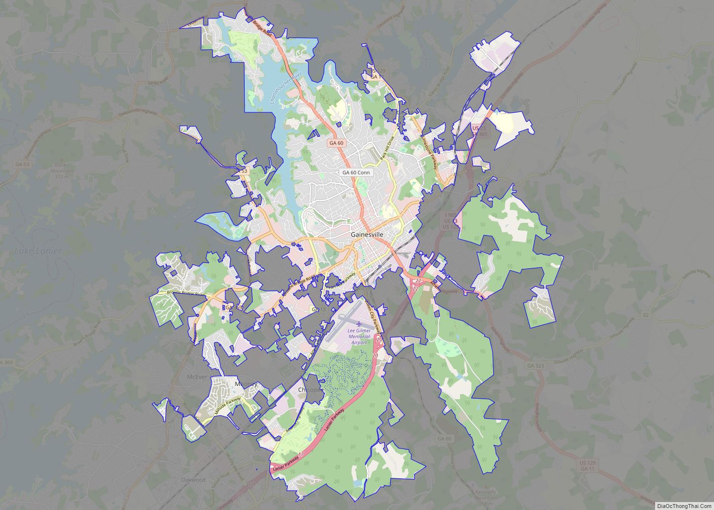 Map of Gainesville city, Georgia