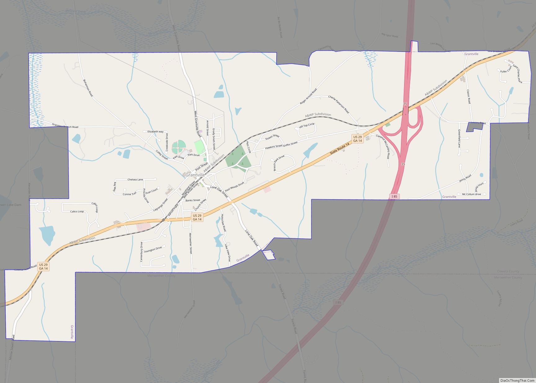 Map of Grantville city, Georgia