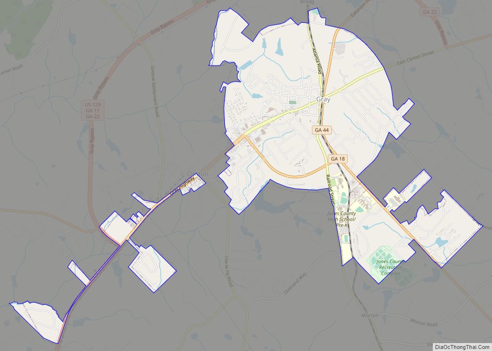 Map of Gray city, Georgia