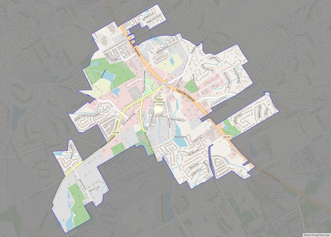 Map of Grayson city, Georgia