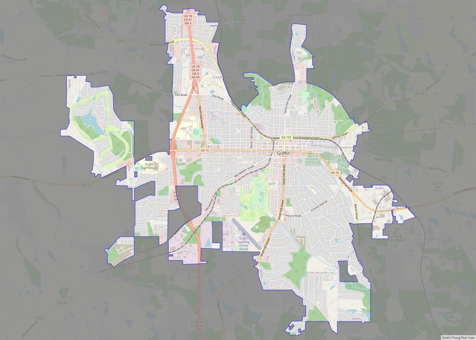 Map of Griffin city, Georgia