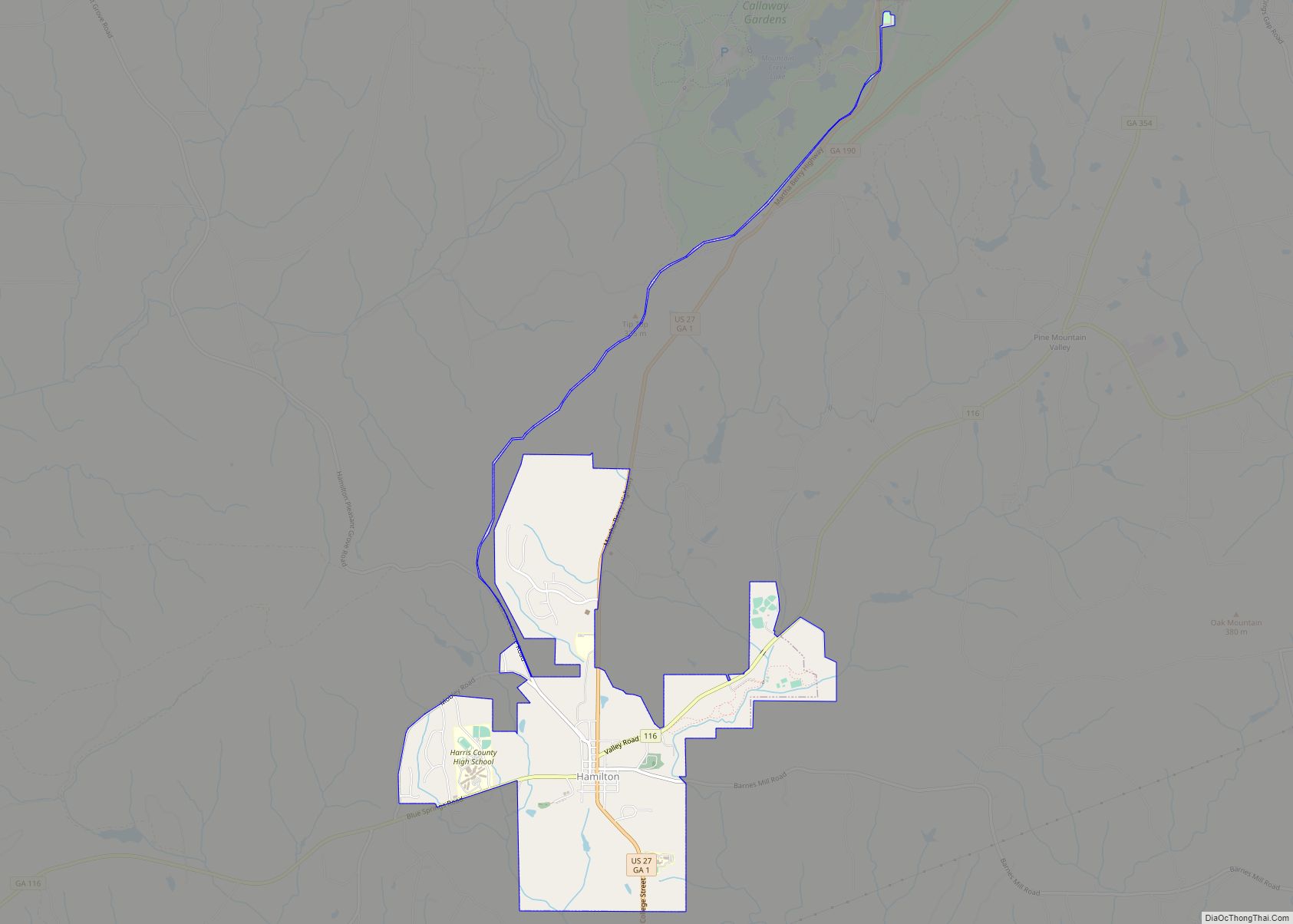 Map of Hamilton city, Georgia