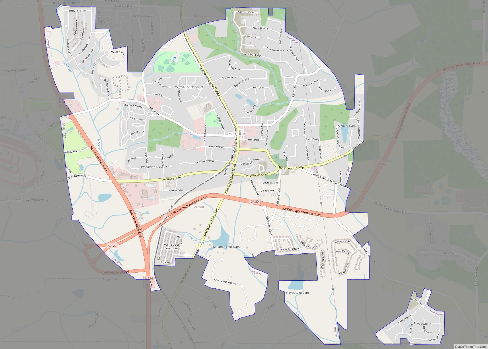 Map of Hampton city, Georgia