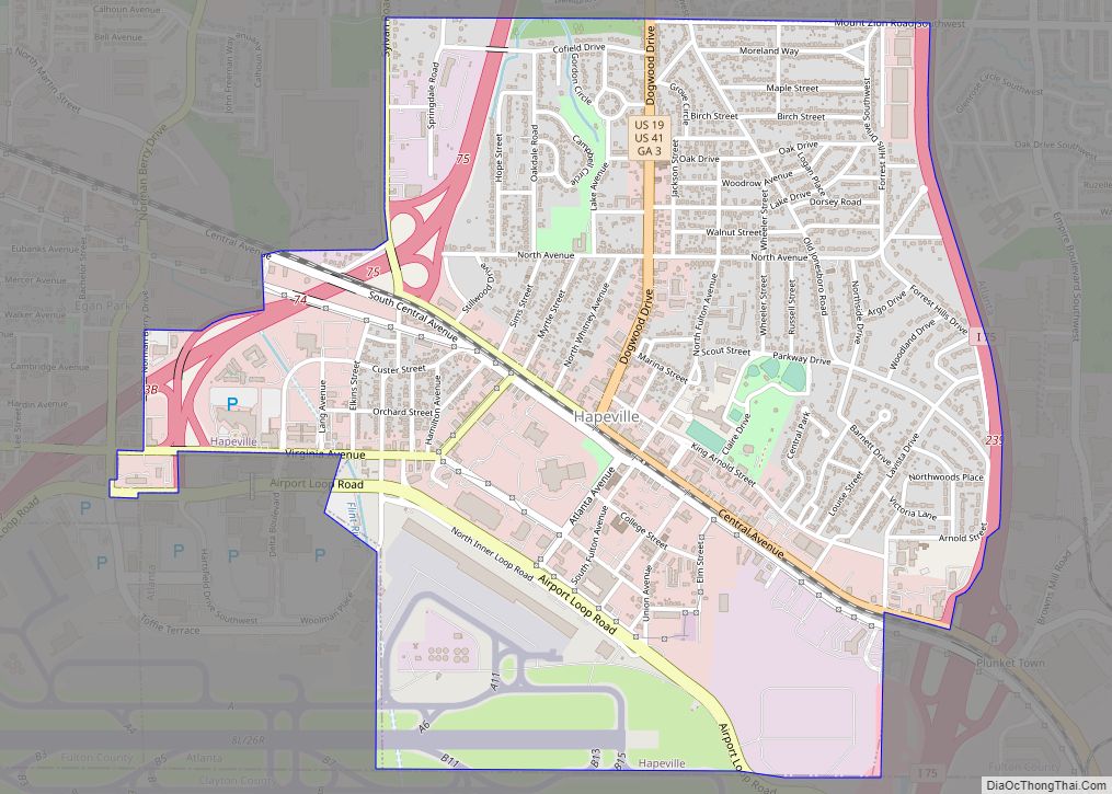 Map of Hapeville city