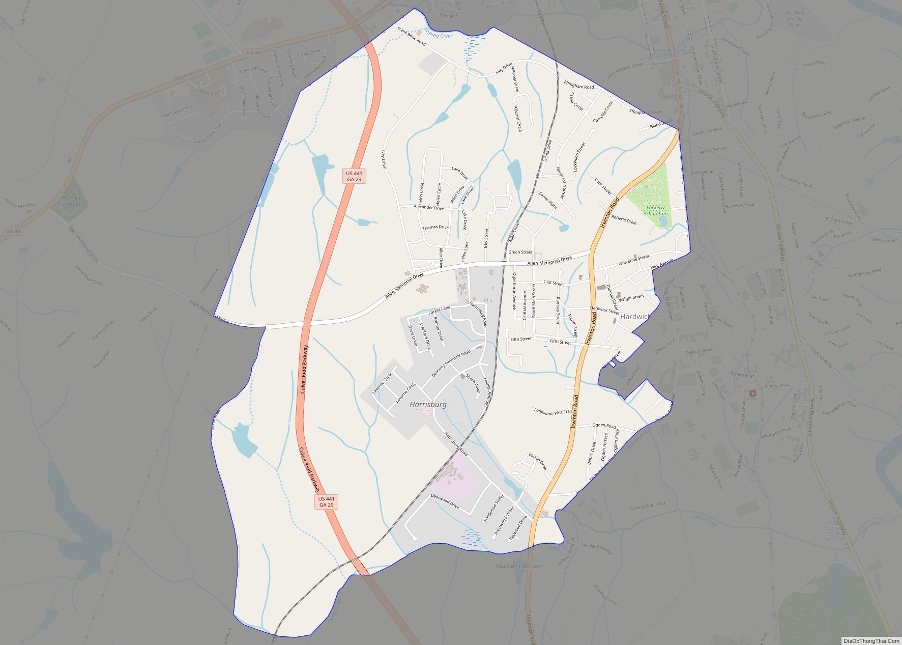 Map of Hardwick CDP, Georgia