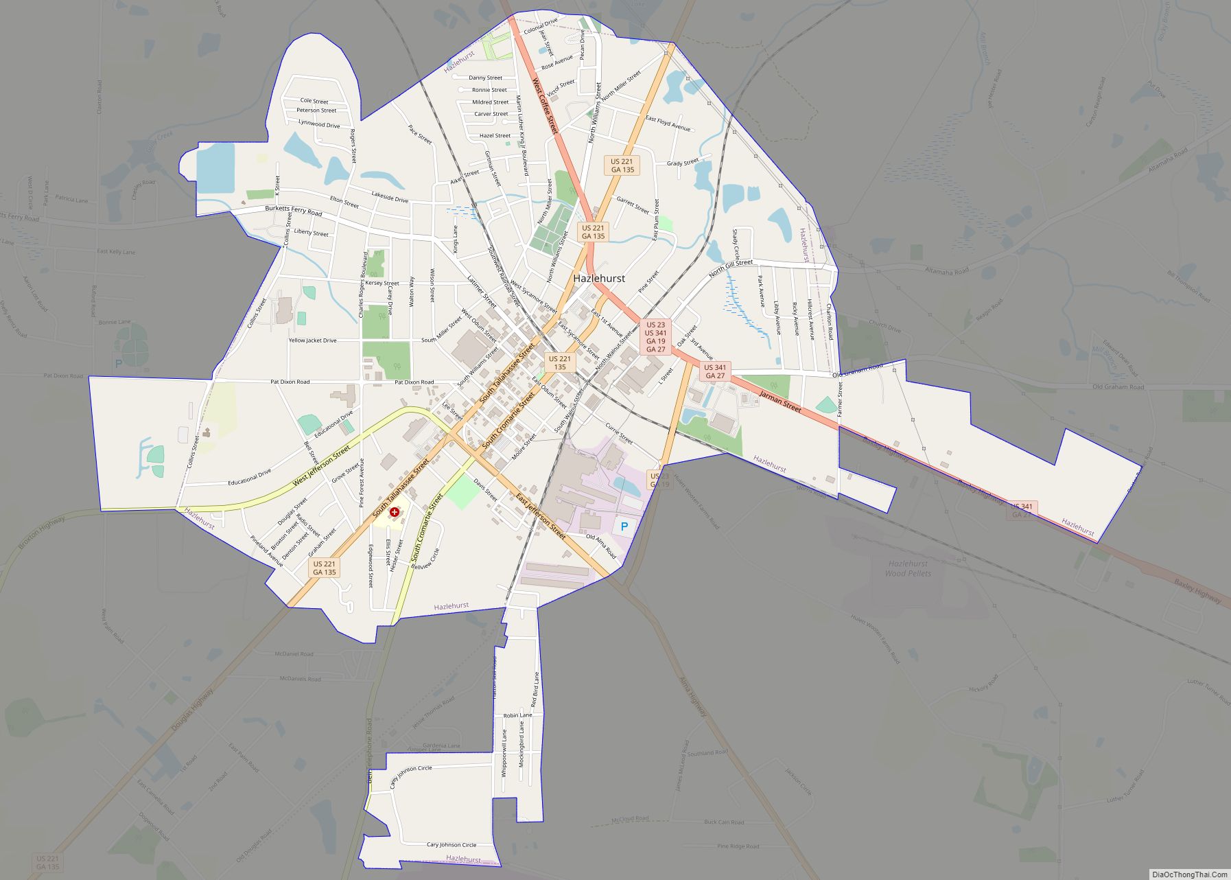 Map of Hazlehurst city, Georgia