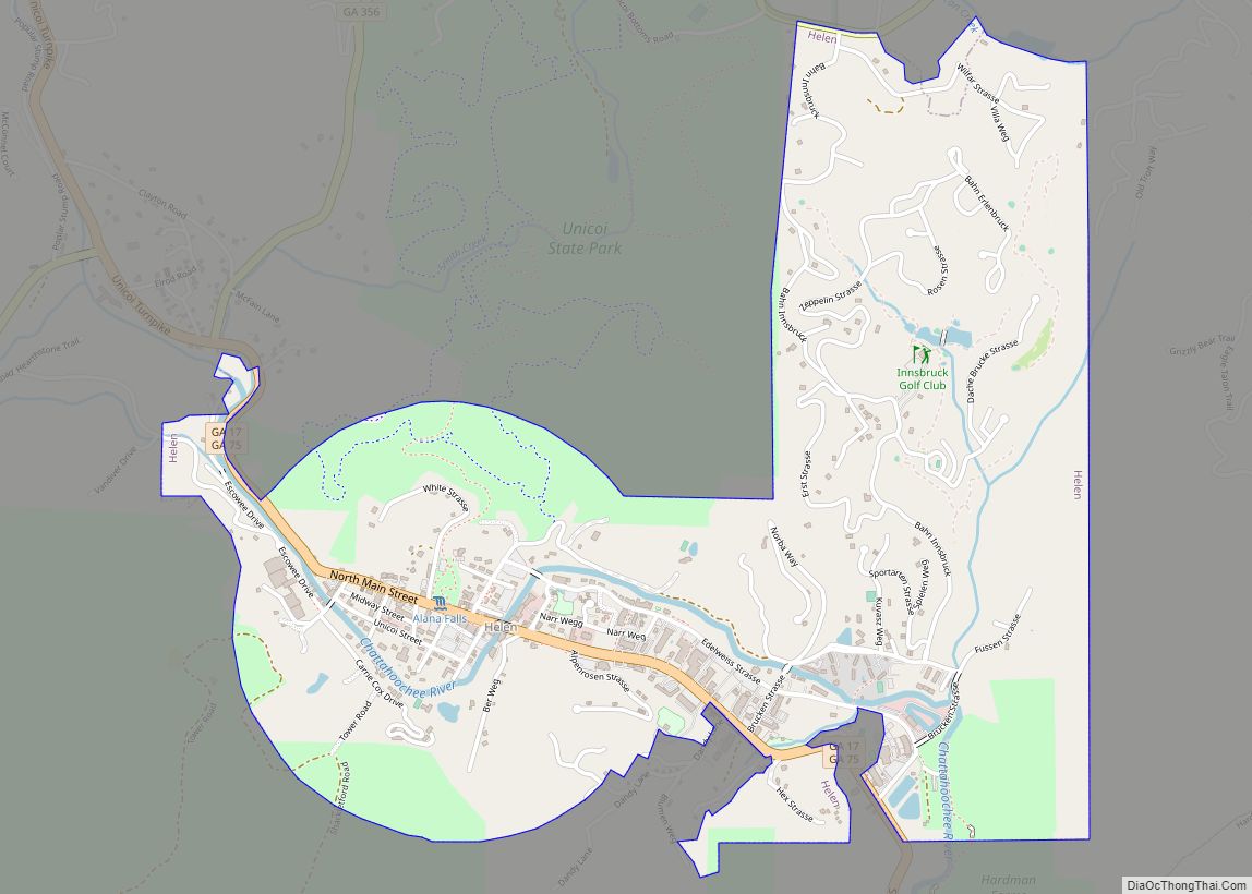 Map of Helen city, Georgia